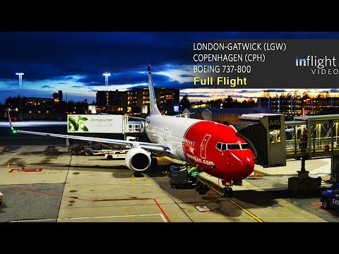 Norwegian hele flyvning | London-Gatwick Til København | Boeing 737-800 (med flyvekontrol)