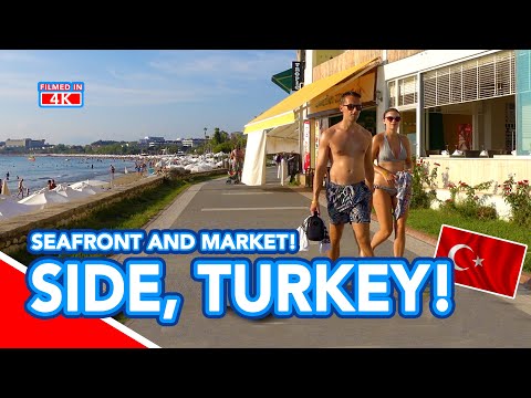 SIDE TURKEY - A walk down to the beach and market in Side, Manavgat, Antalya Region of Turkey
