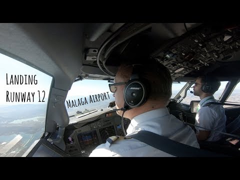 Approach and landing runway 12 Malaga Airport (AGP LEMG)